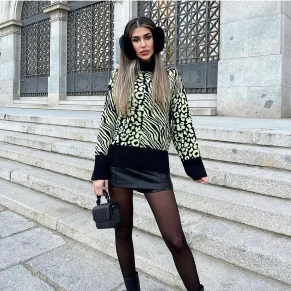ZARA Printed Knit Sweater